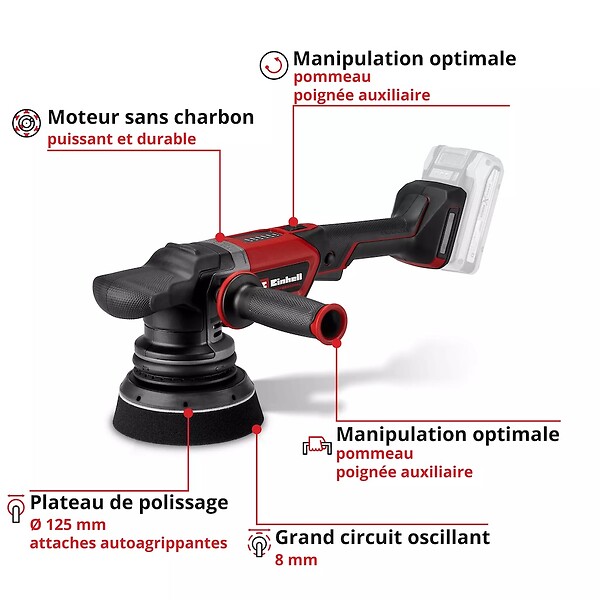 EINHELL - Polisseuse excentrique sans fil – CP-EP 18/125 Li BL-Solo Professional - large