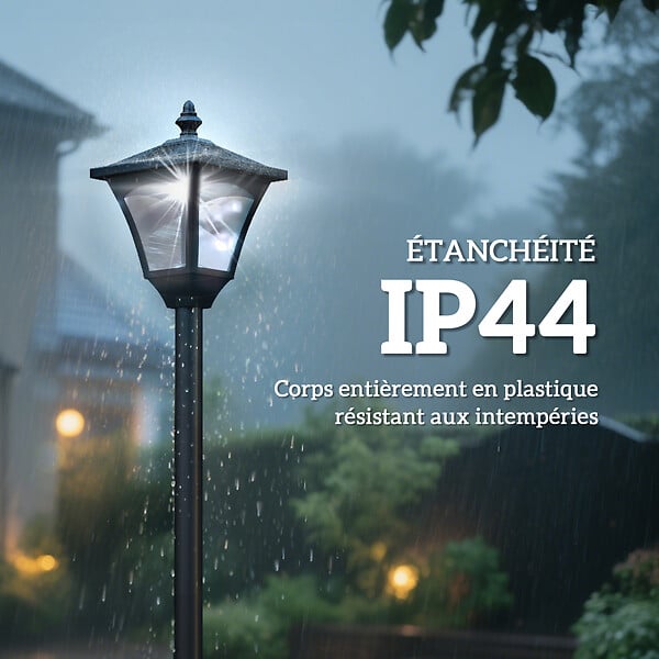 HOMCOM - Outsunny Luminaire extérieur solaire lampadaire lanterne classique LED 10 Lm dim. 15L x 15l x 120H cm noir - large