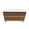 CONCEPT USINE - Buffet 6 tiroirs aspect bois rainuré et marbre 120cm BROX - vignette