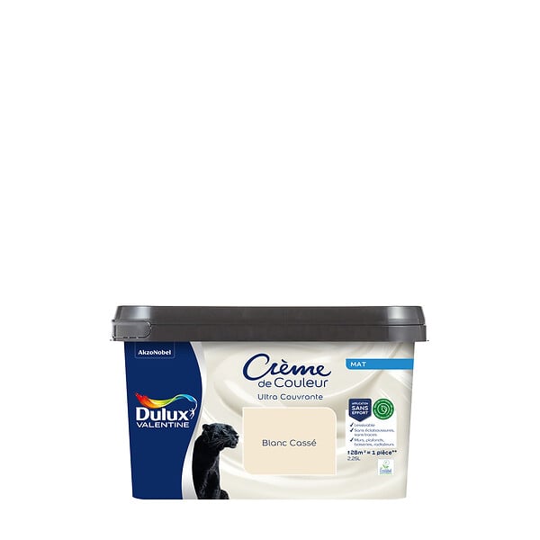 DULUX VALENTINE - Peinture Crème de Couleur Biosourcé - Blanc Cassé - Mat - 2,25 L - large