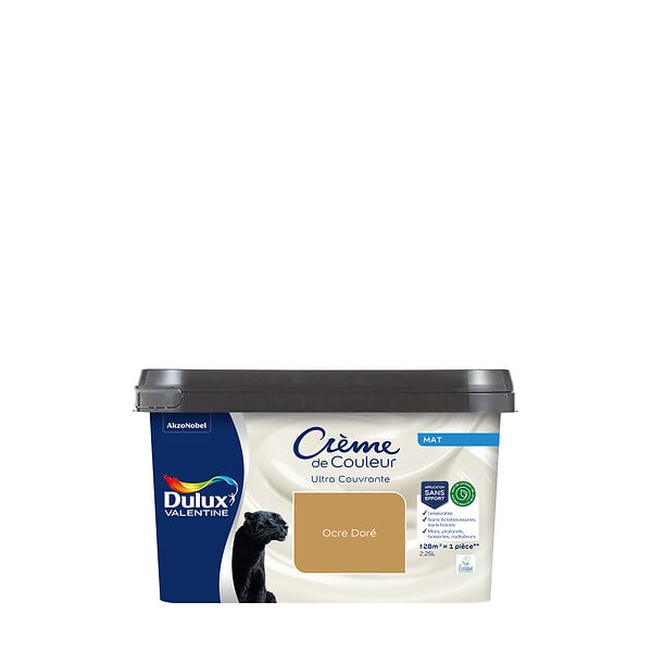 DULUX VALENTINE - Peinture Crème de Couleur Biosourcé - Ocre Doré - Mat - 2,25 L - large