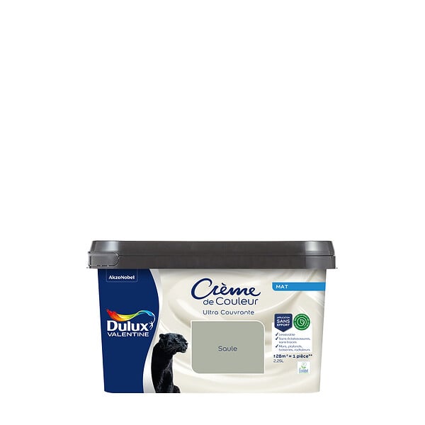DULUX VALENTINE - Peinture Crème de Couleur Biosourcé - Saule Biosourcé - Mat - 2,25 L - large