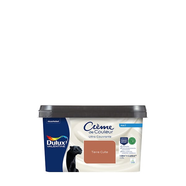 DULUX VALENTINE - Peinture Crème de Couleur Biosourcé - Terre Cuite - Mat - 2,25 L - large