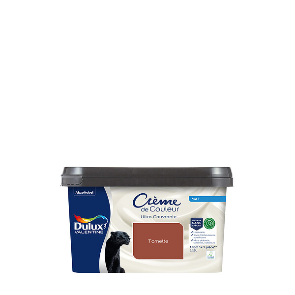 DULUX VALENTINE - Peinture Crème de Couleur Biosourcé - Tomette - Mat - 2,25 L - large