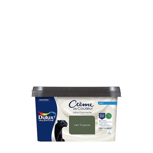 DULUX VALENTINE - Peinture Crème de Couleur Biosourcé - Vert Tropical - Mat - 2,25 L - large