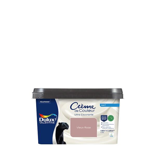 DULUX VALENTINE - Peinture Crème de Couleur Biosourcé - Vieux Rose - Mat - 2,25 L - large