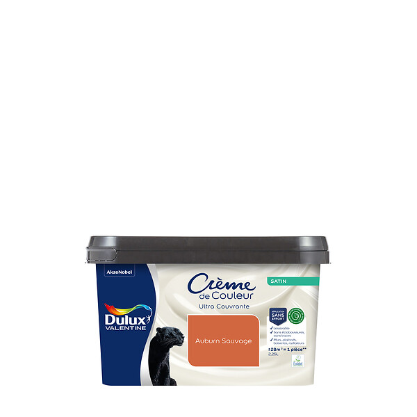 DULUX VALENTINE - Peinture Crème de Couleur Biosourcé - Auburn Sauvage - Satin - 2,25 L - large