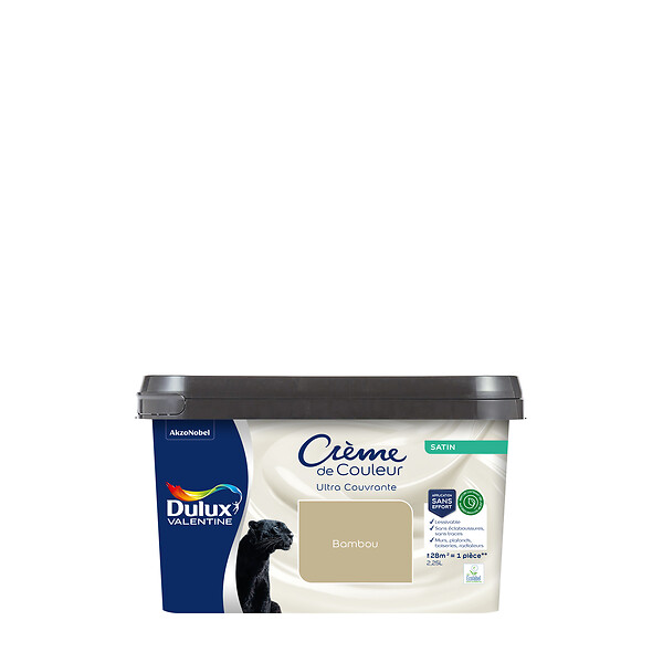 DULUX VALENTINE - Peinture Crème de Couleur Biosourcé - Bambou - Satin - 2,25 L - large