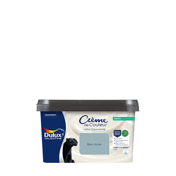 DULUX VALENTINE - Peinture Crème de Couleur Biosourcé - Bleu Acier - Satin - 2,25 L - large