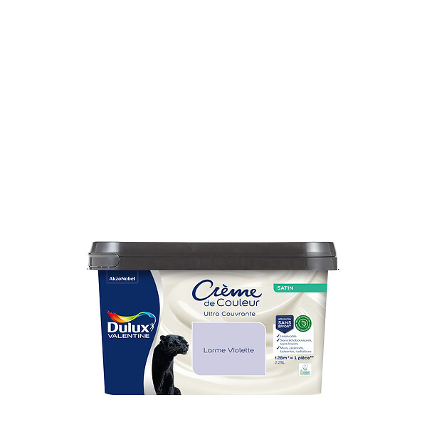 DULUX VALENTINE - Peinture Crème de Couleur Biosourcé - Larme Violette - Satin - 2,25 L - large