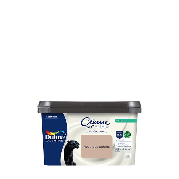 DULUX VALENTINE - Peinture Crème de Couleur Biosourcé - Rose des Sables - Satin - 2,25 L - large