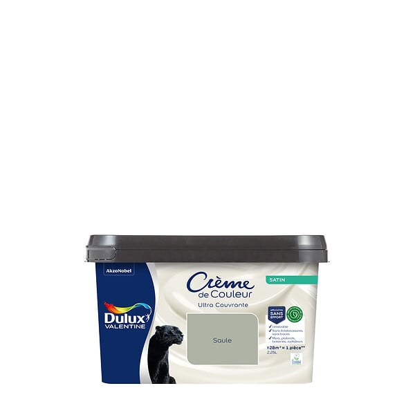 DULUX VALENTINE - Peinture Crème de Couleur Biosourcé - Saule Biosourcé - Satin - 2,25 L - large