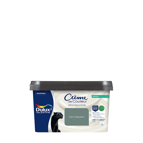 DULUX VALENTINE - Peinture Crème de Couleur Biosourcé - Vert Céladon - Satin - 2,25 L - large