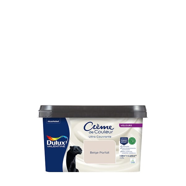 DULUX VALENTINE - Peinture Crème de Couleur Biosourcé - Beige Parfait - Velours - 2,25 L - large