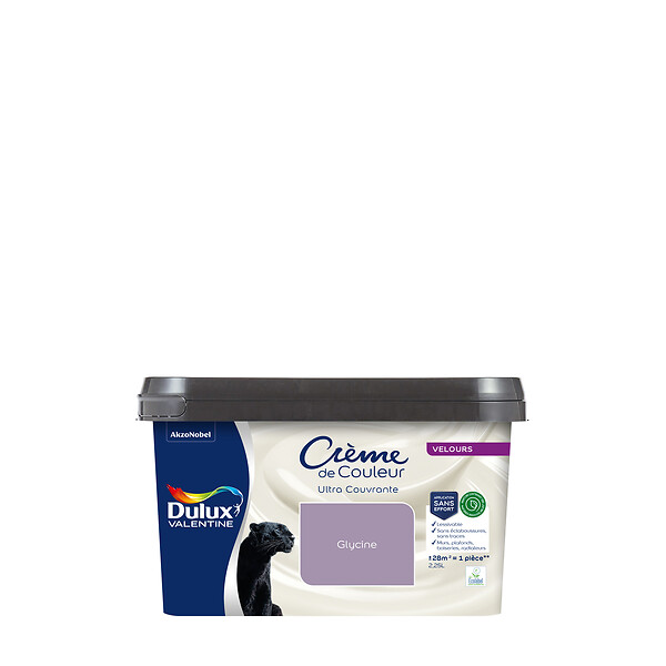 DULUX VALENTINE - Peinture Crème de Couleur Biosourcé - Glycine - Velours - 2,25 L - large
