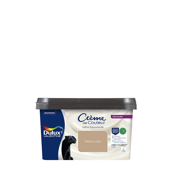 DULUX VALENTINE - Peinture Crème de Couleur Biosourcé - Moka Latte - Velours - 2,25 L - large