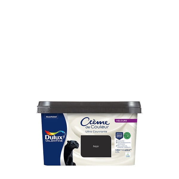 DULUX VALENTINE - Peinture Crème de Couleur Biosourcé - Noir - Velours - 2,25 L - large