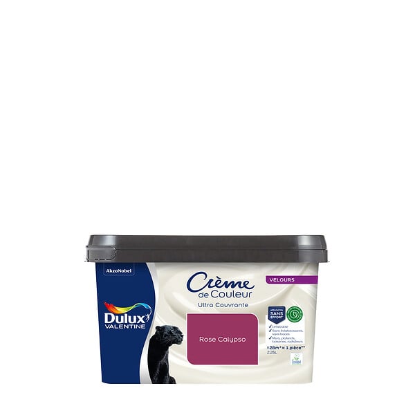 DULUX VALENTINE - Peinture Crème de Couleur Biosourcé - Rose Calypso - Velours - 2,25 L - large
