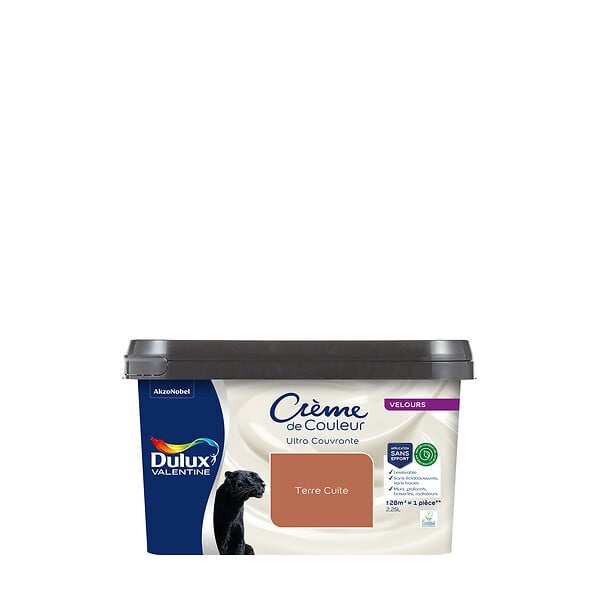 DULUX VALENTINE - Peinture Crème de Couleur Biosourcé - Terre Cuite - Velours - 2,25 L - large