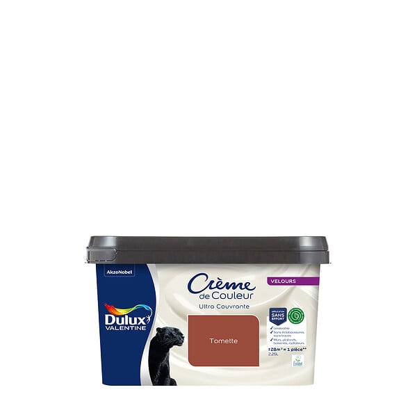 DULUX VALENTINE - Peinture Crème de Couleur Biosourcé - Tomette - Velours - 2,25 L - large