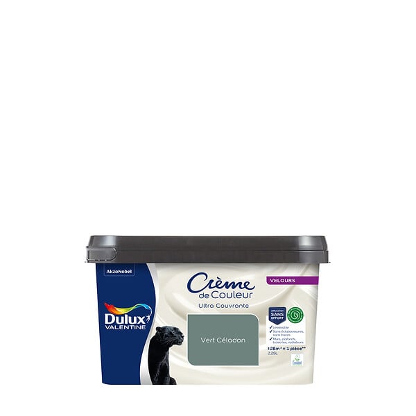 DULUX VALENTINE - Peinture Crème de Couleur Biosourcé - Vert Céladon - Velours - 2,25 L - large