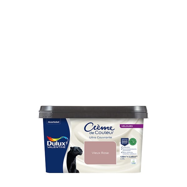DULUX VALENTINE - Peinture Crème de Couleur Biosourcé - Vieux Rose - Velours - 2,25 L - large