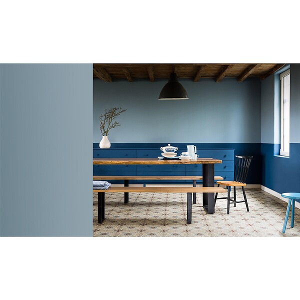 DULUX VALENTINE - Peinture Crème de Couleur Biosourcé - Bleu Gris - Velours - 2,25 L - large