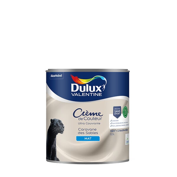 DULUX VALENTINE - Peinture Crème de Couleur Biosourcé - Caravane des Sables - Mat - 0,5L - large