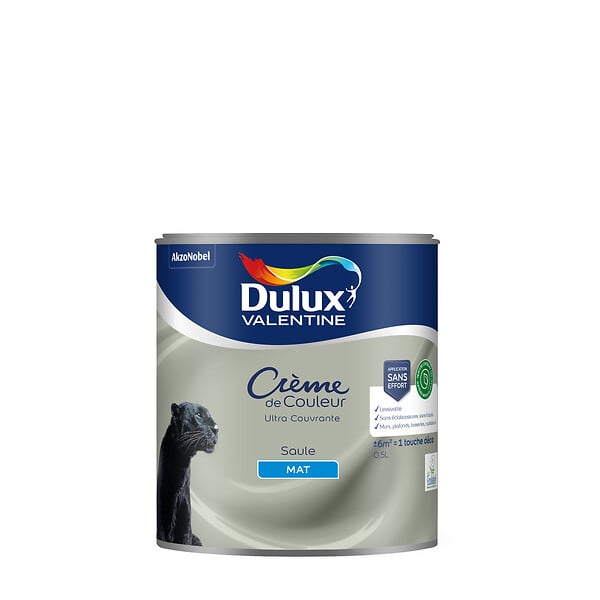DULUX VALENTINE - Peinture Crème de Couleur Biosourcé - Saule Biosourcé - Mat - 0,5 L - large