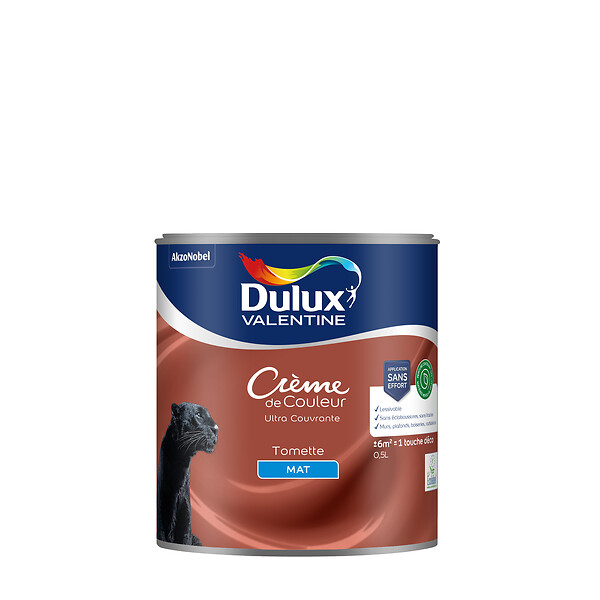 DULUX VALENTINE - Peinture Crème de Couleur Biosourcé - Tomette - Mat - 0,5 L - large