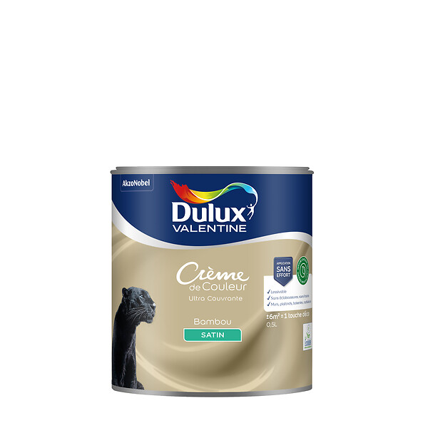 DULUX VALENTINE - Peinture Crème de Couleur Biosourcé - Bambou - Satin - 0,5 L - large