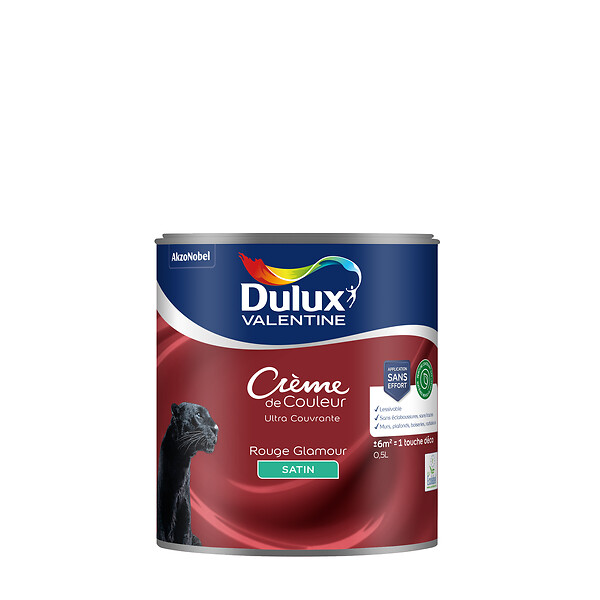 DULUX VALENTINE - Peinture Crème de Couleur Biosourcé - Rouge Glamour - Satin - 0,5 L - large