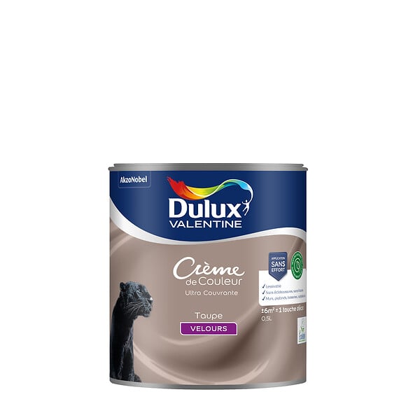 DULUX VALENTINE - Peinture Crème de Couleur Biosourcé - Taupe - Velours - 0,5 L - large