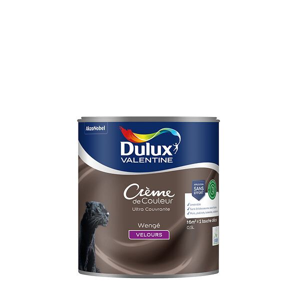 DULUX VALENTINE - Peinture Crème de Couleur Biosourcé - Wengé - Velours - 0,5 L - large