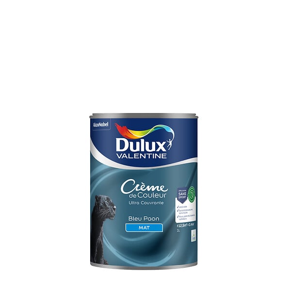 DULUX VALENTINE - Peinture Crème de Couleur Biosourcé - Bleu Paon - Mat - 1 L - large