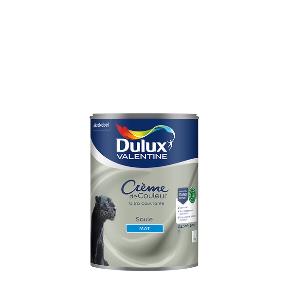 DULUX VALENTINE - Peinture Crème de Couleur Biosourcé - Saule Biosourcé - Mat - 1 L - large