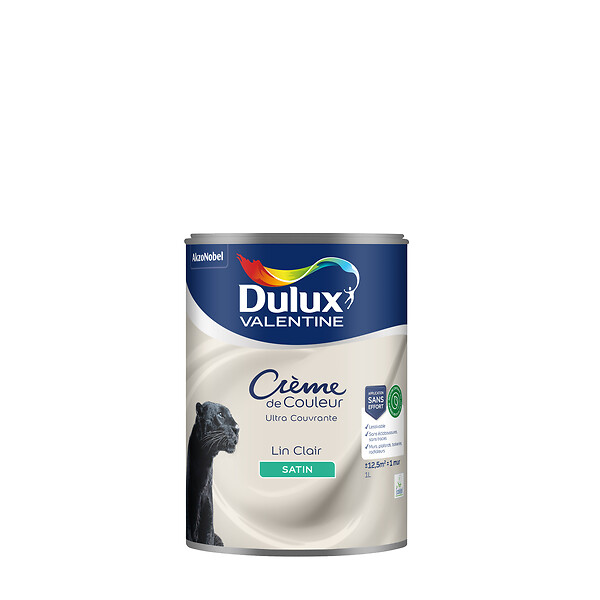 DULUX VALENTINE - Peinture Crème de Couleur Biosourcé - Lin Clair - Satin - 1 L - large