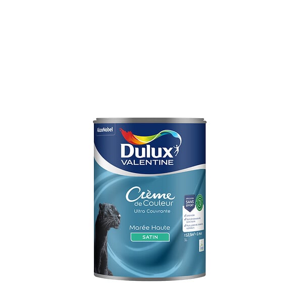 DULUX VALENTINE - Peinture Crème de Couleur Biosourcé - Marée Haute - Satin - 1 L - large