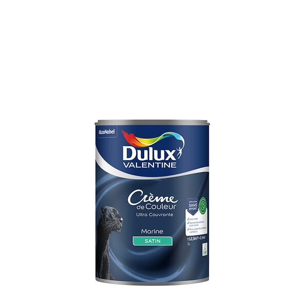 DULUX VALENTINE - Peinture Crème de Couleur Biosourcé - Marine - Satin - 1 L - large