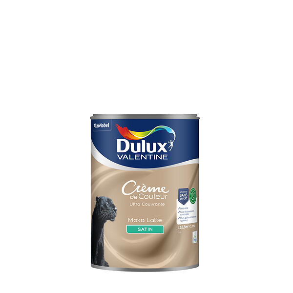 DULUX VALENTINE - Peinture Crème de Couleur Biosourcé - Moka Latte - Satin - 1 L - large