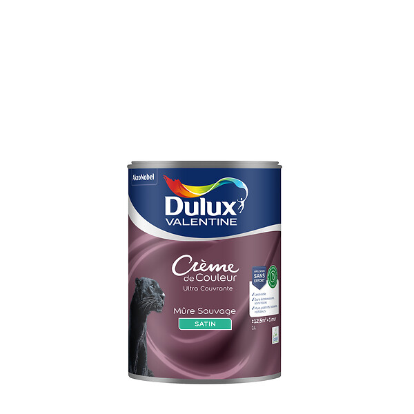 DULUX VALENTINE - Peinture Crème de Couleur Biosourcé - Mûre Sauvage - Satin - 1 L - large