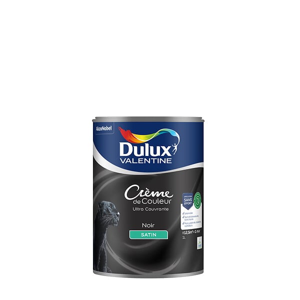 DULUX VALENTINE - Peinture Crème de Couleur Biosourcé - Noir - Satin - 1 L - large