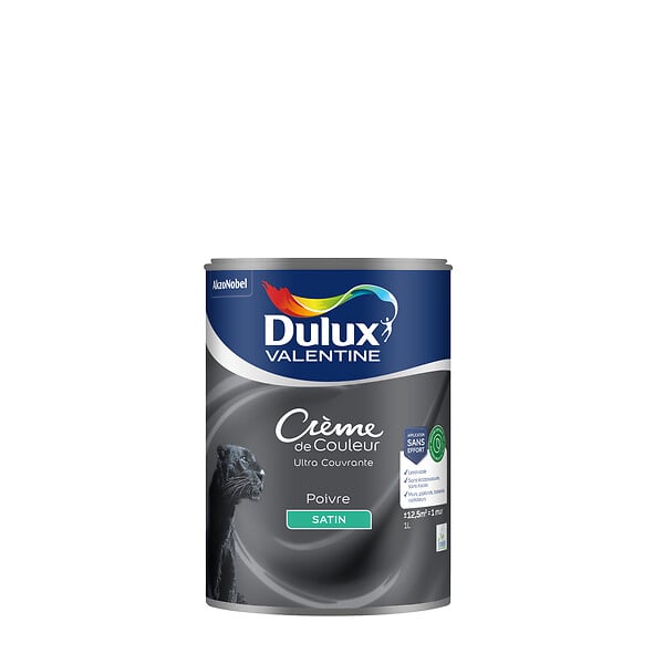 DULUX VALENTINE - Peinture Crème de Couleur Biosourcé - Poivre - Satin - 1 L - large