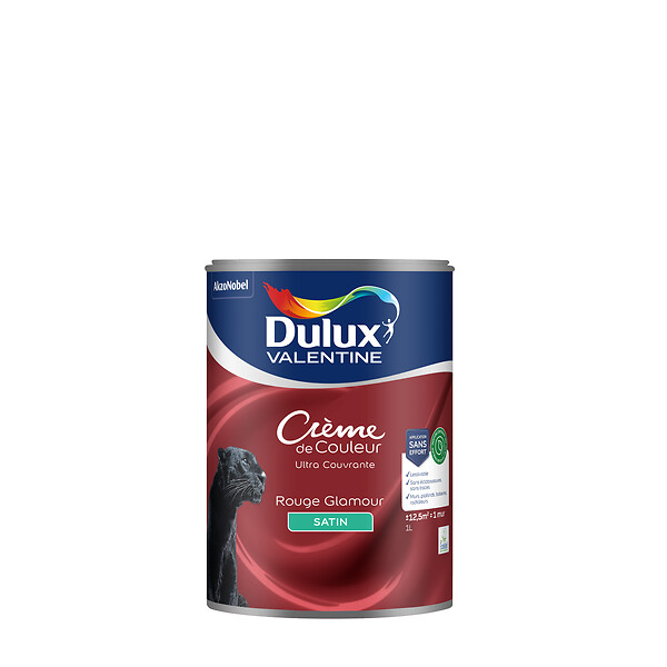 DULUX VALENTINE - Peinture Crème de Couleur Biosourcé - Rouge Glamour - Satin - 1 L - large