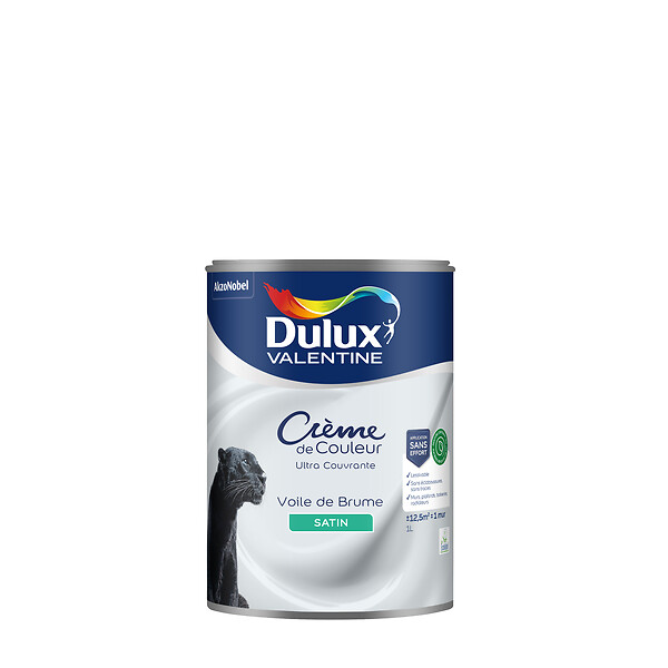 DULUX VALENTINE - Peinture Crème de Couleur Biosourcé - Voile de Brume - Satin - 1 L - large