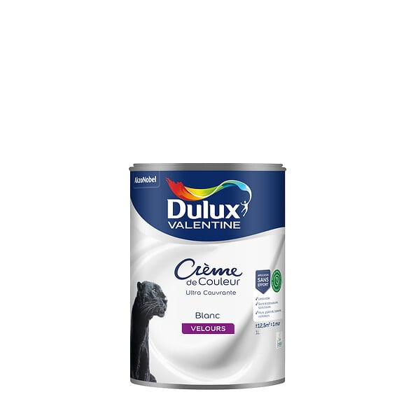 DULUX VALENTINE - Peinture Crème de Couleur Biosourcé - Blanc - Velours - 1 L - large
