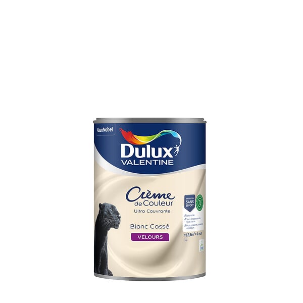 DULUX VALENTINE - Peinture Crème de Couleur Biosourcé - Blanc Cassé - Velours - 1 L - large