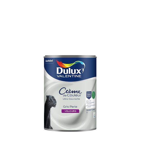 DULUX VALENTINE - Peinture Crème de Couleur Biosourcé - Gris Perle - Velours - 1 L - large
