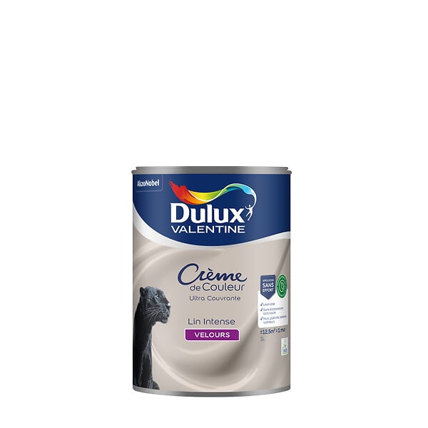 DULUX VALENTINE - Peinture Crème de Couleur Biosourcé - Lin Intense - Velours - 1 L - large