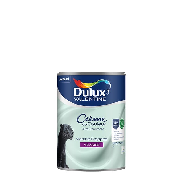 DULUX VALENTINE - Peinture Crème de Couleur Biosourcé - Menthe Frappée - Velours - 1 L - large